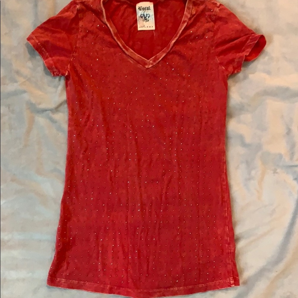 Red studded tee